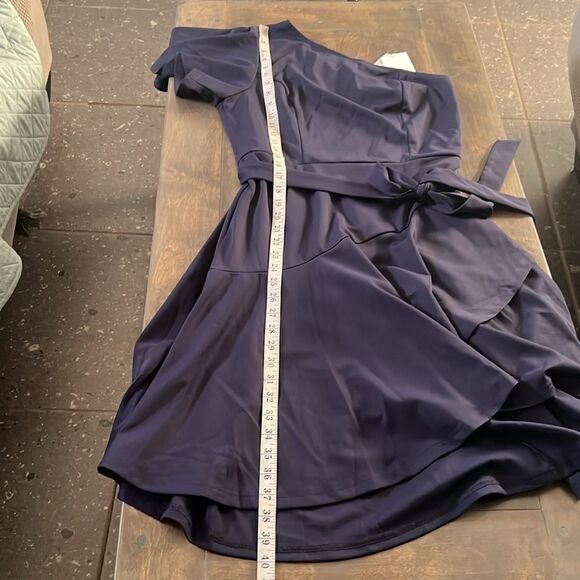NWT  Elegant One Shoulder Cocktail Dress Ruffle Short Sleeve A Line Party Dress - Picture 12 of 14
